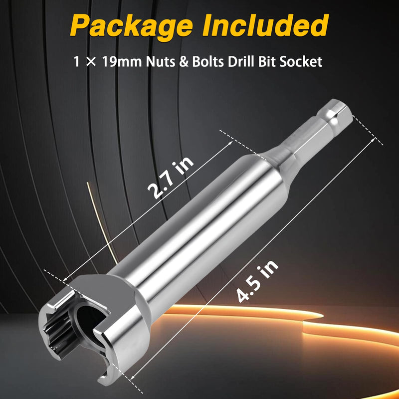 Stainless Steel 3/4" Strut Channel Adapter Nuts & Bolts Drill Bit Socket Wrench Tool for 19mm Bolt Head Compatible with 1-5/8" 2-7/16" 3-1/4"Channels and Struts with drill bit