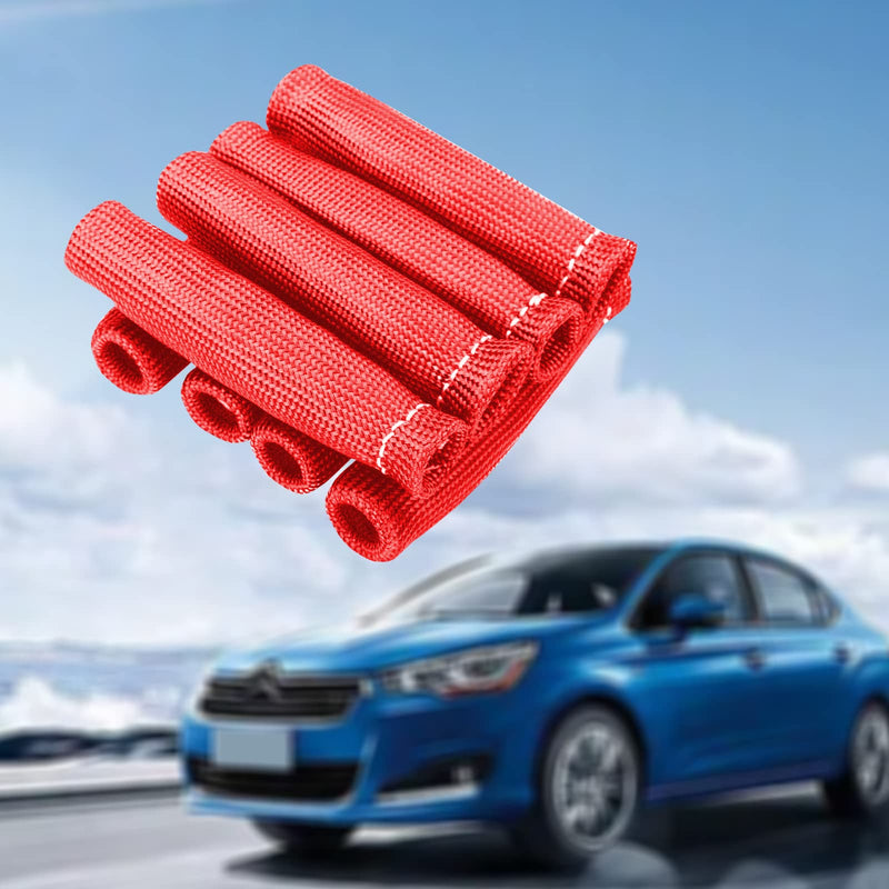 Pack-8 Spark Plug Protect Boot, 1200°F Spark Plug Heat Cover, Leak-proof High Temperature Resistant Insulator Sleeve for Most Cars SUVs and Trucks (Red) 8 PCS Red