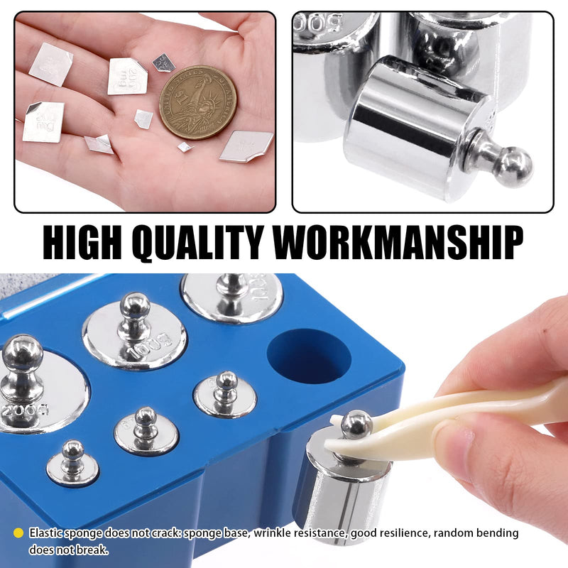 Precision Scale Calibration Weight Set 10g 2 x 20g 50g 2 x 100g 200g Steel Weights Calibration with Tweezers for Digital Scale Jewelry Scale M2 Class (Total 500g)