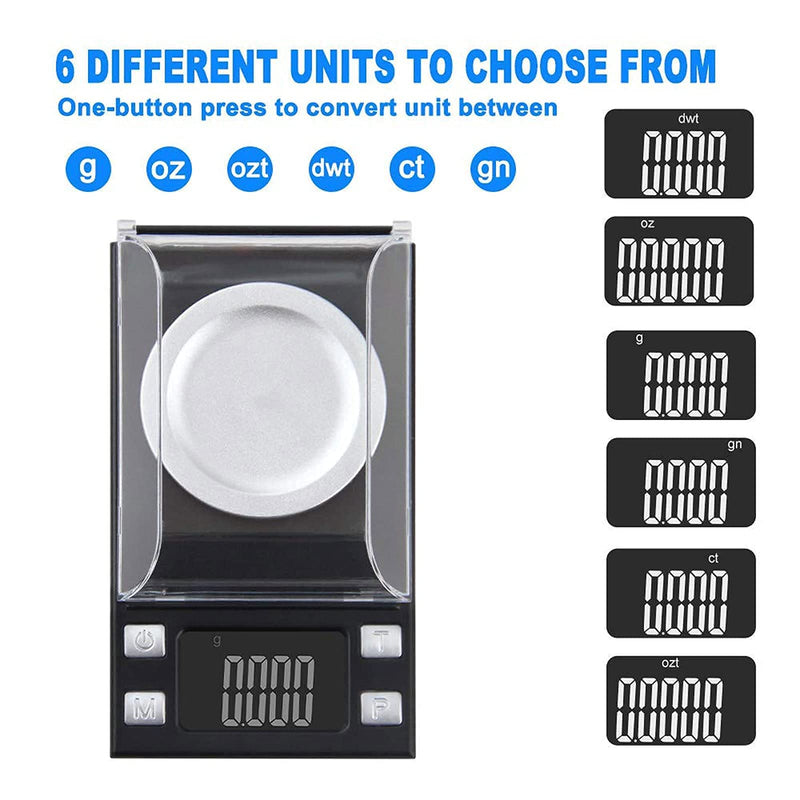 UNIWEIGH Milligram Scale 50g/0.001g,Precision Mini Carat Gram Scale for Powder Medicine,Jewelry,Gem,Reloading,Lab,Pocket Scale with Cal Weight,Professional Mg Scale with Tare,LCD Display,Powder Scoop Black