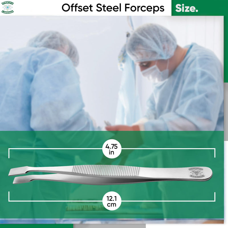 Stainless Steel Forceps with Offset Flat-Tips - Perfect for handling of membranes (4.75 in.)
