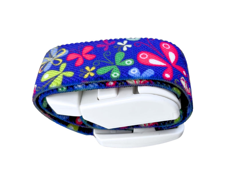 Professional Violet Medical Vein Stain with Quick and Slow Release Buckle, Latex Free Rubber Band, Vibrating Butterflies Pattern, Nurse Gift Idea