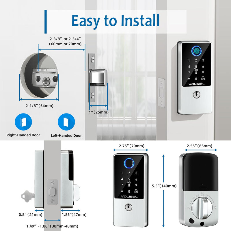 Smart Lock, 7-in-1 Keyless Entry Door Lock with Fingerprint, Remote & Voice Control, Auto Lock, Electronic Touchscreen Deadbolt Lock, Biometric Smart Door Lock for Front Door, D1-T