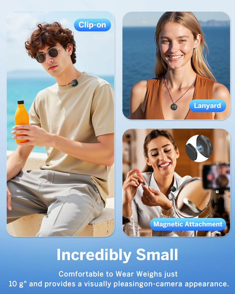 Mini Wireless Lavalier Microphone for iPhone/Android/PC/Tablets, Lapel Mics with USB-C/Lightning Plug, AI Noise Cancelling, Magnetic Mic, 40H Battery Life with Charging Case for Stream, Vlog, TikTok All iPhones & Androids (USB-C + Lightning) Black