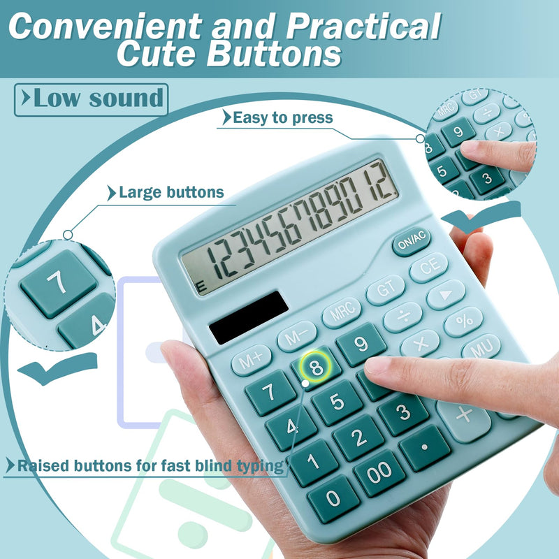 12-Digit Calculator, Desktop Calculators with Big Buttons and Large Display,Office Calculators Desktop,Solar Battery Dual Power,Desk Calculator for Office Home(Blue,8 Pack)