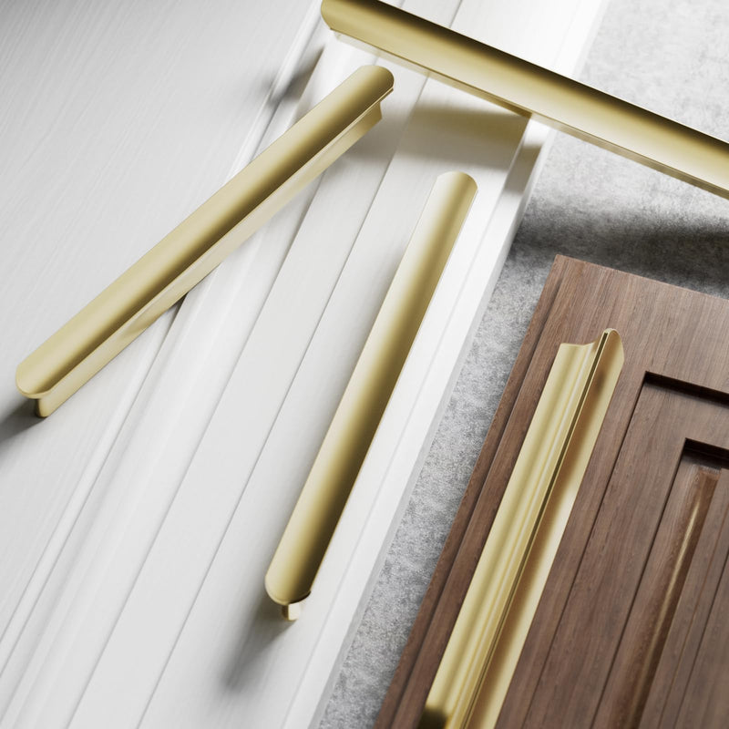 Cobbe 10 Pack Champagne Bronze Cabinet Pulls 6-5/16 inch Hole Centers Kitchen Cabinet Handles Drawer Pulls Kitchen Cabinet Hardware 6-3/8" hole center spacing Gold 10 Pack