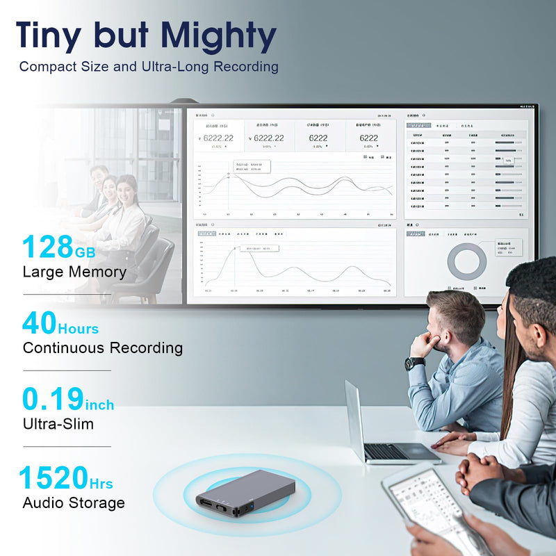 128GB Magnetic Digital Voice Recorder - 1520Hrs Recording Storage Voice Activated Recorder with Playback Noise Reduction - Audio Recorder Device for Lectures Meetings interviews 128GB