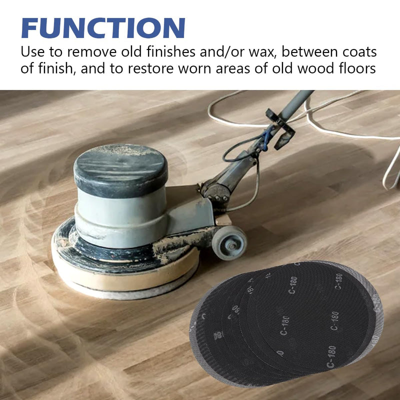HUAALIUCHE 17" Sanding Screen Discs - Mesh Floor Sanding Screen - Black Silicon Carbide - for Wood Floors (10 Pack, 180 Grit) 17 inch #180-10 Pack