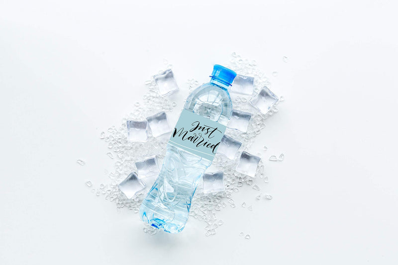 Just Married Water Bottle Labels 2 x 8 Inch 50 Total Stickers On A Roll