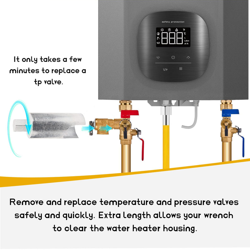 Water Heater Pressure Valve Removal Tool, Universal Rv Relief Valve Wrench Socket for Most Water Heaters Removal, Repair, Installer Used with 7/8'' Wrench