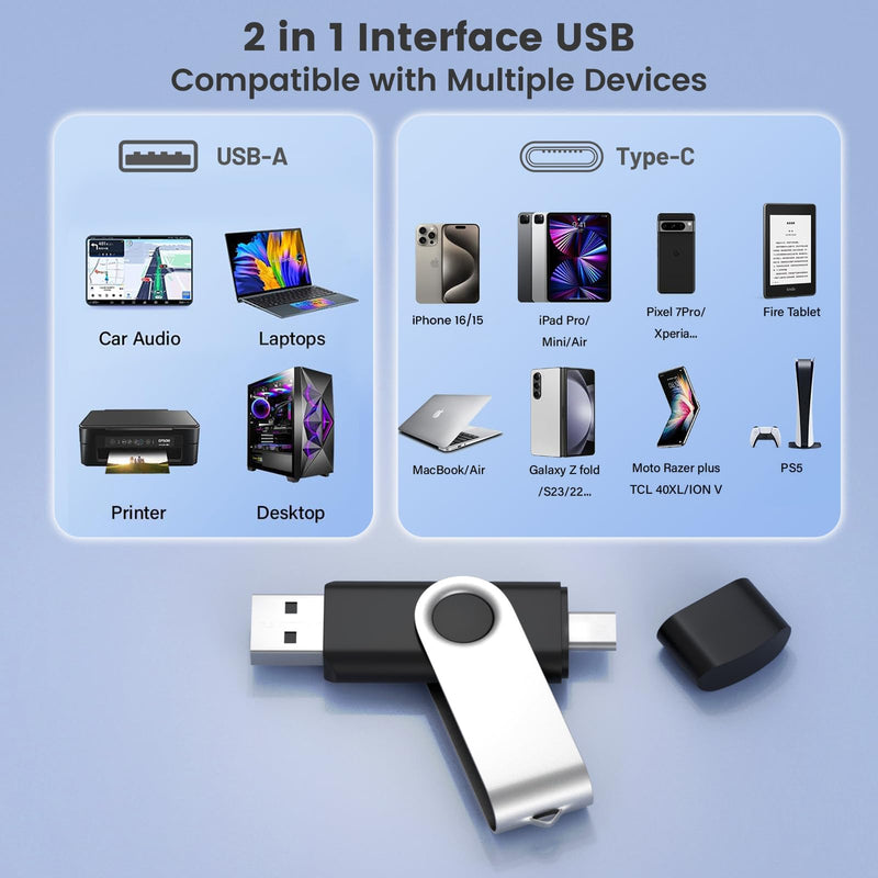 ABLAZE 8GB USB C Flash Drive 10 Pack, OTG USB 2.0 + Type C Memory Stick Dual Type C Thumb Drive Compatible with iPhone 16/15, Android Smartphone, Computers, Tablets, Mac,iPad,PC 10 Pack-USB 2.0