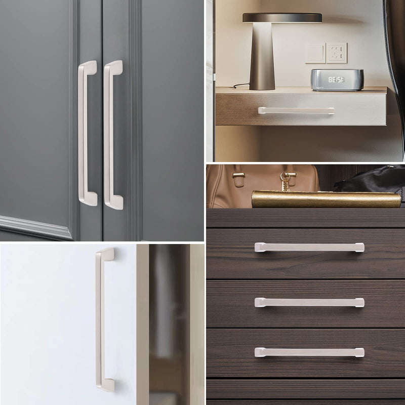 6 Pack 5 Inch Matte Brushed Satin Nickel Cabinet Handles Kitchen Cabinet Hardware Handles for Lockers TV Cabinets Drawers Bathroom Cabinets Dresser Handles (Center Holes 127mm) Brushed Nickel