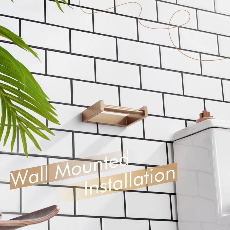 KOKOSIRI Toilet Paper Holder Spring Loaded Bathroom Toilet Roll Holder Wall Mount Champagne Bronze Stainless Steel B2011CPG Without Shelf