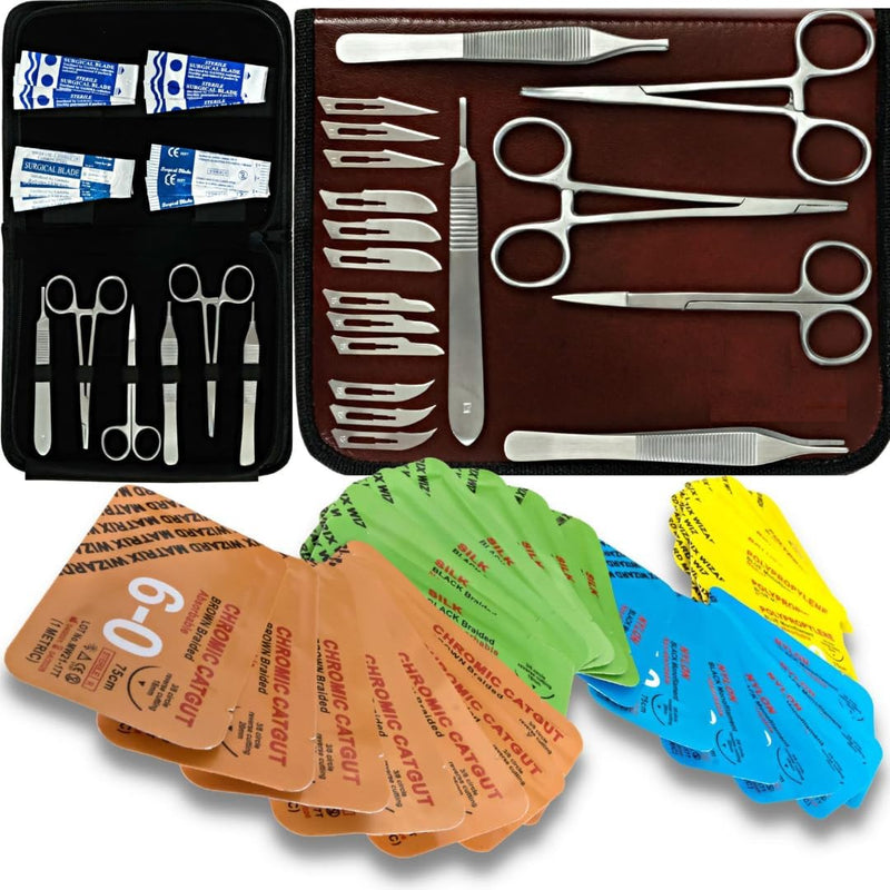 Sterile Sutures Thread with Needle (25 Mixed 3/0, 4/0, 5/0, 6/0, 7/0) - RN, EMT, Vet Clinic Rotation, Emergency Camping Hiking First Aid Demo, Surgical Wound Closure Training, ER Trauma Practicing Set