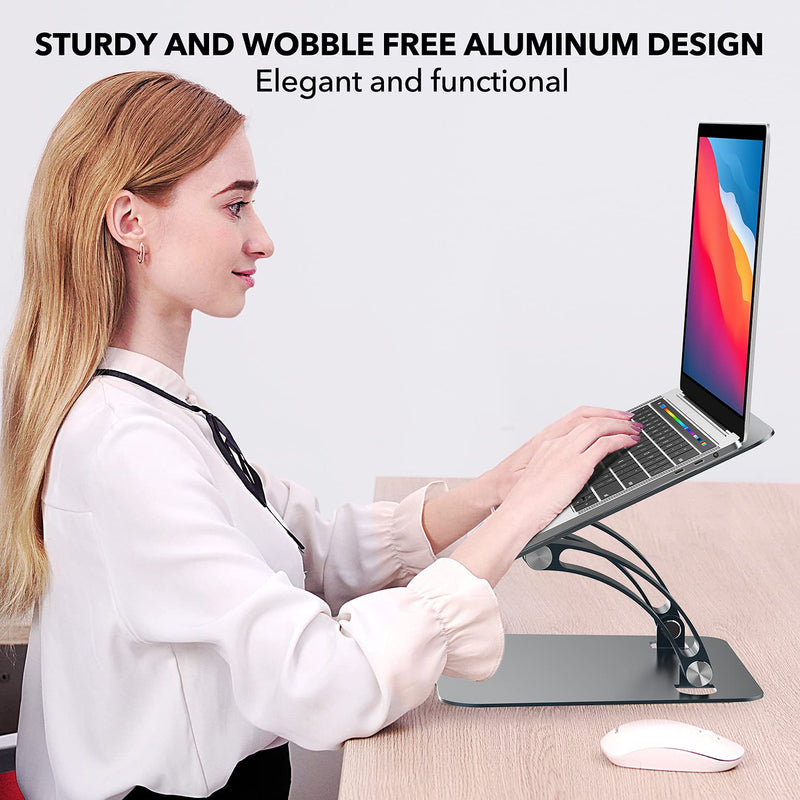 Laptop Stand, Computer Stand for Desk, Ergonomic Aluminum Laptop Holder Compatible with MacBook, Air, Pro, Dell XPS, Samsung, All Laptops 11-16" -Space Grey