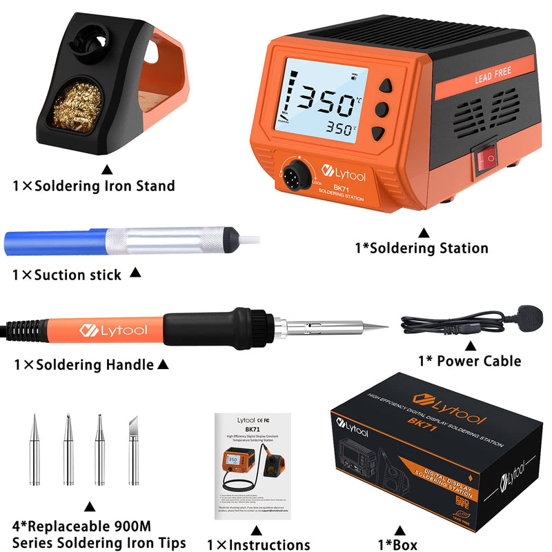 Soldering Station, Lytool 60W Soldering Station with Large Display, Temperature Range 180°C - 480°C, Password Protection, Standby Mode, for School, Laboratory and Hobby Soldering | Password protection, standby mode, for school, laboratory and hobby so...