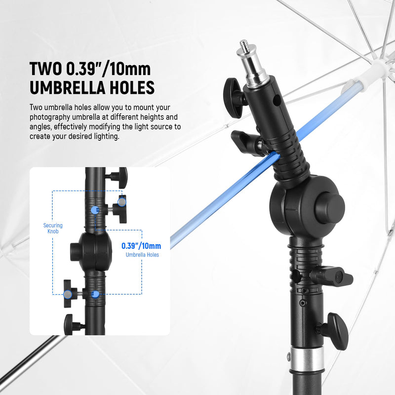 NEEWER Heavy Duty Camera Flash Bracket Mount with Umbrella Softbox Holder, 270° Swivel Adjustable Metal Light Stand Adapter with 1/4" to 3/8" Thread for Speedlite LED Light Reflector Tripod, UA039