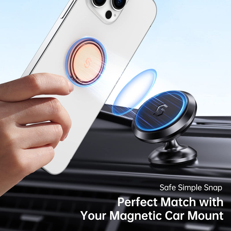Syncwire Cell Phone Ring Holder Stand, 360 Degree Rotation Finger Ring Kickstand with Polished Metal Phone Grip for Magnetic Car Mount Compatible with iPhone, Samsung, LG, Pixel - Rose Gold