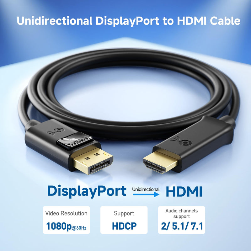 Cable Matters Unidirectional DisplayPort to HDMI Cable - 25ft, Gold-Plated DP to HDMI Cable, Display Port to HDTV/Monitor/Projector Conversion Cord 25 Feet 1-Pack