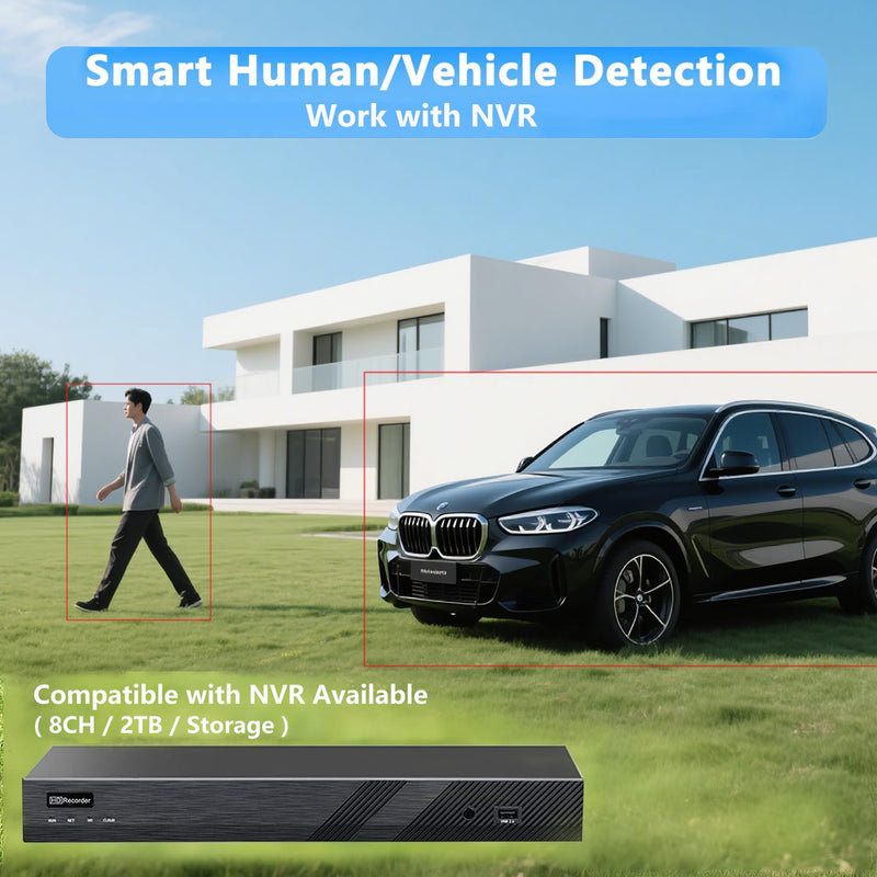 Real HD 4K 8MP Turret POE IP Camera Outdoor, 2.8mm 105° Viewing Angle, Plug and Play with NVR, Support 512Gb SD Card(NOT Included) 8MP IP PoE Camera