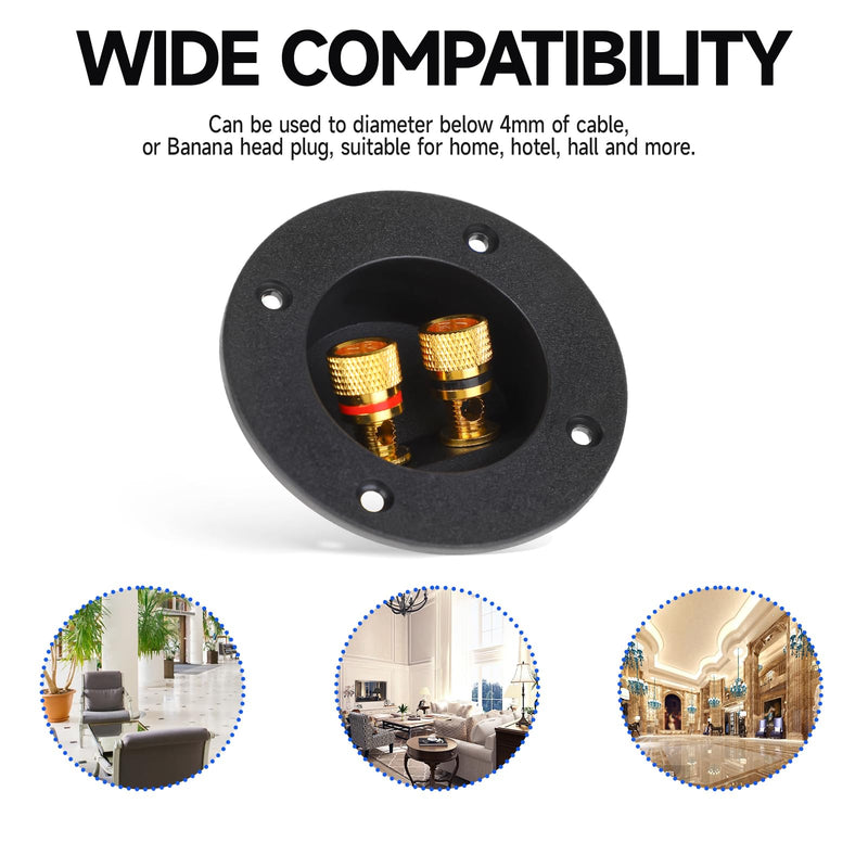 2 Pcs Speaker Sub Box Terminals Cup for Subwoofer Box Black 3 Inch Round 2-Way Spring Loaded Jacks Wire Connector Binding Post Cup Connector Subwoofer Plug for Speaker Sub Home Car Stereo