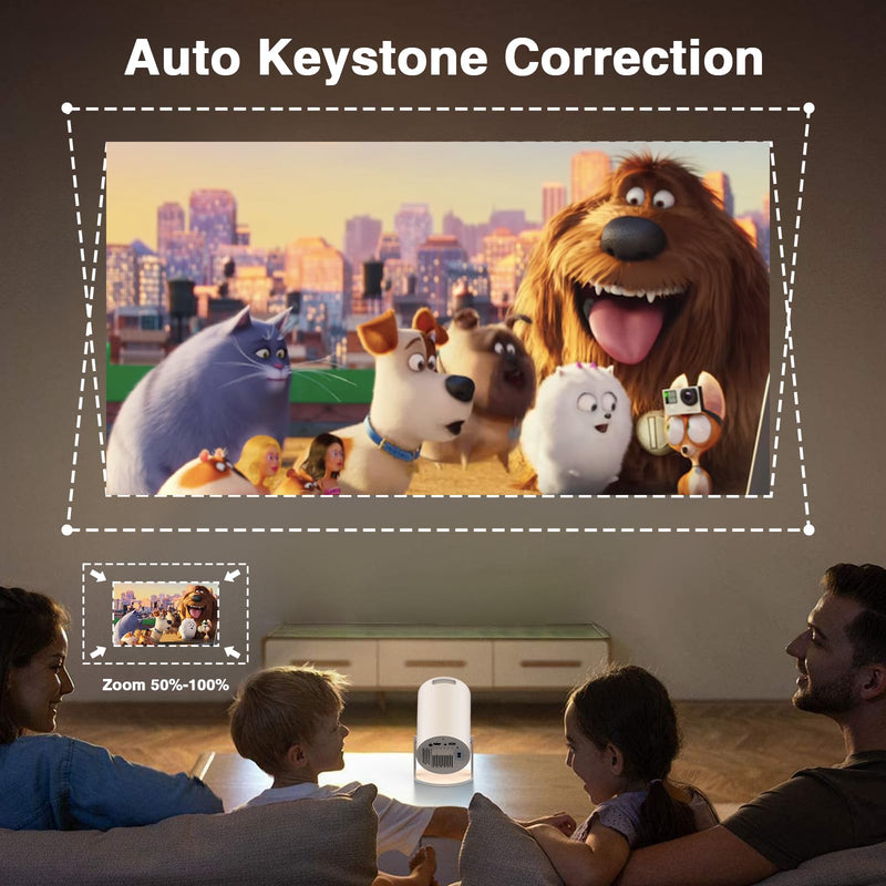 [Electronic Focus with Short Throw] PANSEBA Mini Projector with WiFi 6 and Bluetooth, Auto Keystone Outdoor Movie Projector, Big Screen Home Portable Projector for Phone/TV Stick/Laptop/HDMI WIFI Version
