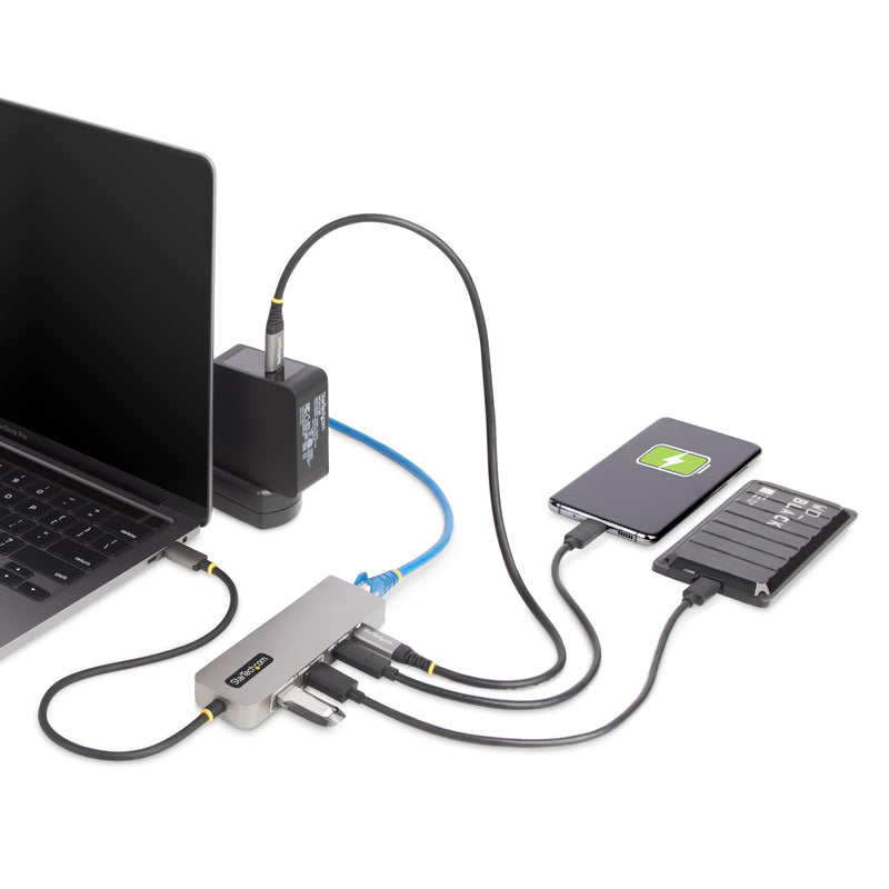 StarTech.com 3-Port USB-C Hub, 2.5 Gbps Ethernet, 100W PD Pass-Through Port, USB 3.2 10Gbps, 2X USB-A/1x USB-C, Portable Hub