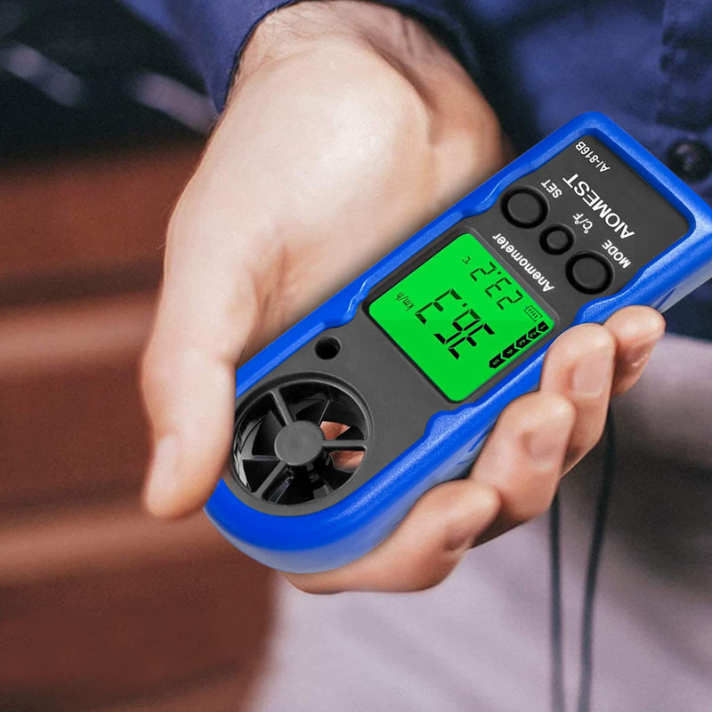 AIOMEST Wind Meter, 816B Digital Anemometer Handheld Wind Meter with Backlight, Wind Chill, MAX/AVG for Measuring Wind Speed and Air Temperature. 1PCS