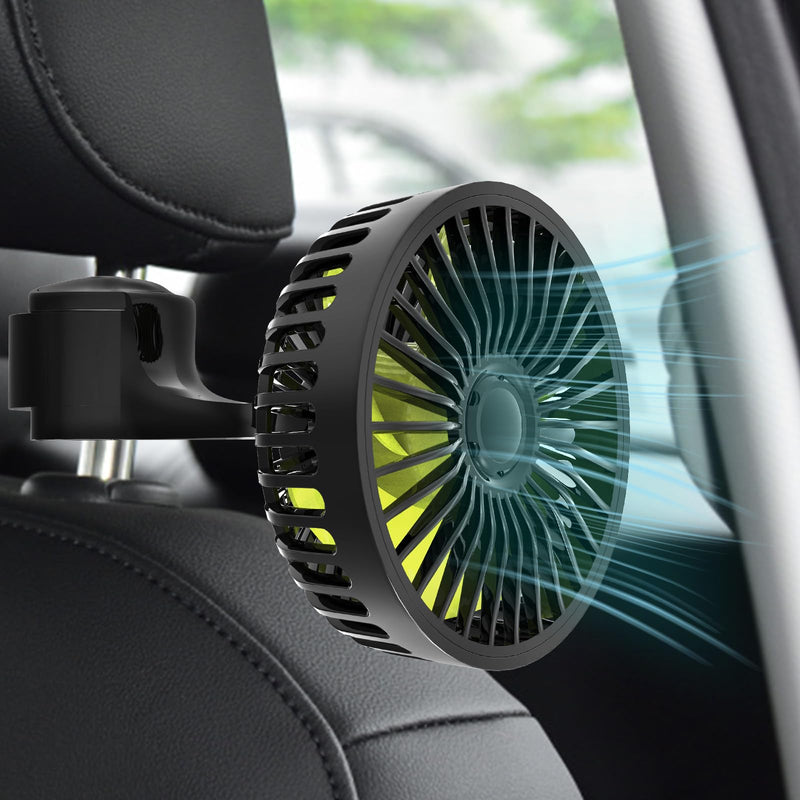 Dealswin USB Car Seat Fan for Backseat: Protable Car Cooling Fan for Car Rear Seat Baby Kids, 3 Speeds and 360 Degree Rotatable Car Rear Seat Headrest Fan for Sedan, SUV, RV, Van Strong Wind Car Fans
