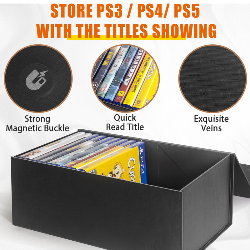 Video Game Storage Box Compatible with PS5 PS4 PS3 games, XBOX1 games, Magnetic Video Game Box Protector Case, Store Up to 20 Cases – 1 Pack
