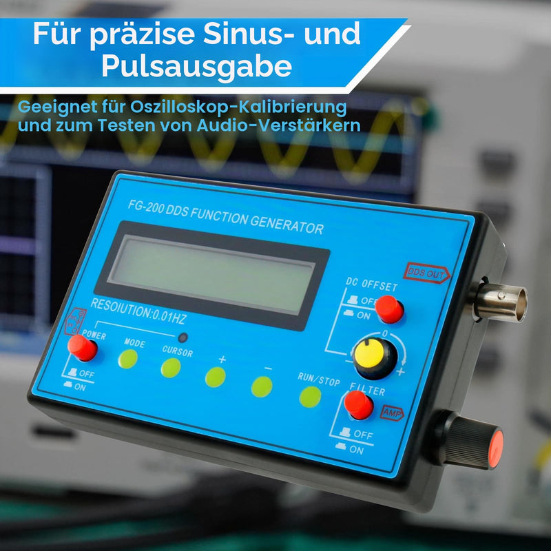 FG-200 DDS Function Generator 1-500kHz Frequency Generator USB Charging Schumann Wave Generator Function Signal Generator Multifunctional Output Waveform (Sine Wave, Rectangular Wave, Triangle Wave)