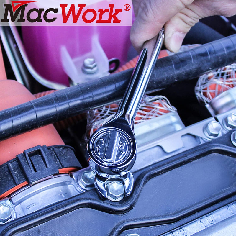 MacWork 3/8 Inch Drive Crowfoot Wrench Set 8PCS Crowsfoot Wrench Set SAE 3/8" to 7/8", Ideal for Tight Spaces, 8-Piece Kit With Clip-on Organizer