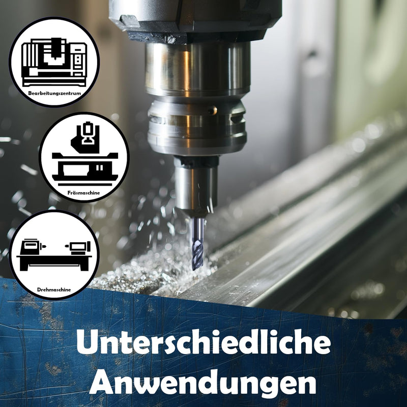 Solid carbide end mill, high-quality carbide mill, TiAlN HPC, available in sizes diameter 1-20 mm, diameter 8 x 20/60 mm, shaft diameter 8 mm Ø8x 20/60mm SchaftØ 8mm