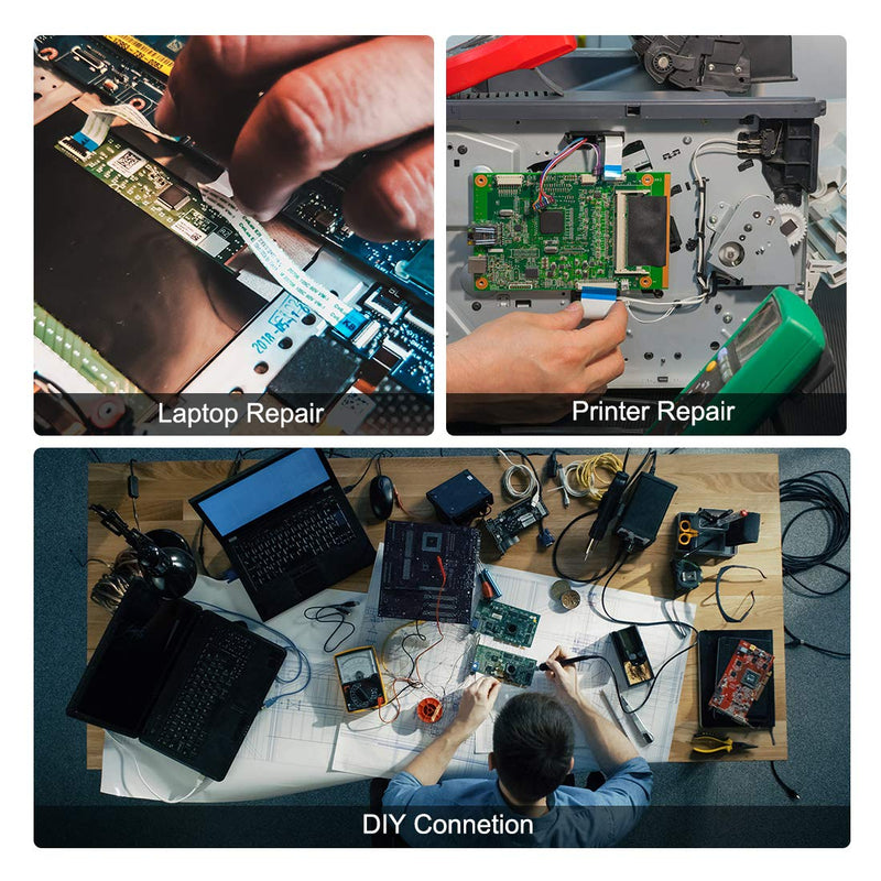 uxcell Flexible Flat Cable, 12 Pins 0.5mm Pitch 150mm FPC FFC Flexible Ribbon Cable for LCD TV DVD Player Laptop 5Pcs (A Type)