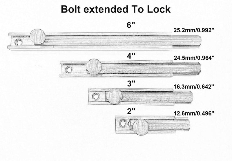 QCAA Solid Brass Surface Bolt 6", Matte Black, 2 Pack, Made in Taiwan 6" 2 Pack