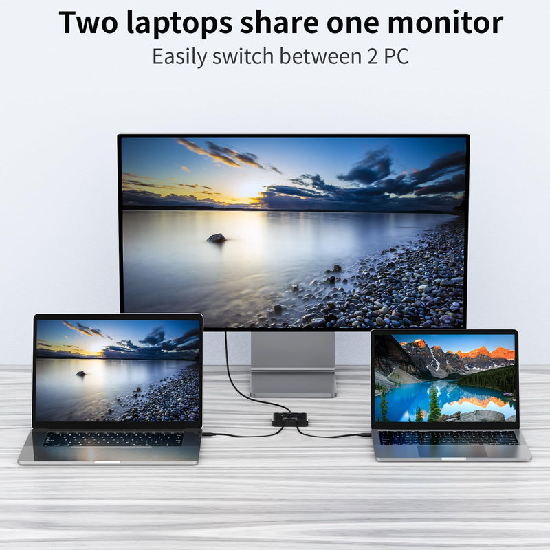 USB C Switch,Bi-Directional USB C Switcher 2 Computers,MLEEDA USB Type C KVM Switch 8K@60Hz 4K@120Hz Video/10Gbps Data Transfer/100W Charging,Compatible with Thunderbolt Device,2 USB-C Cables Included USB C Switch