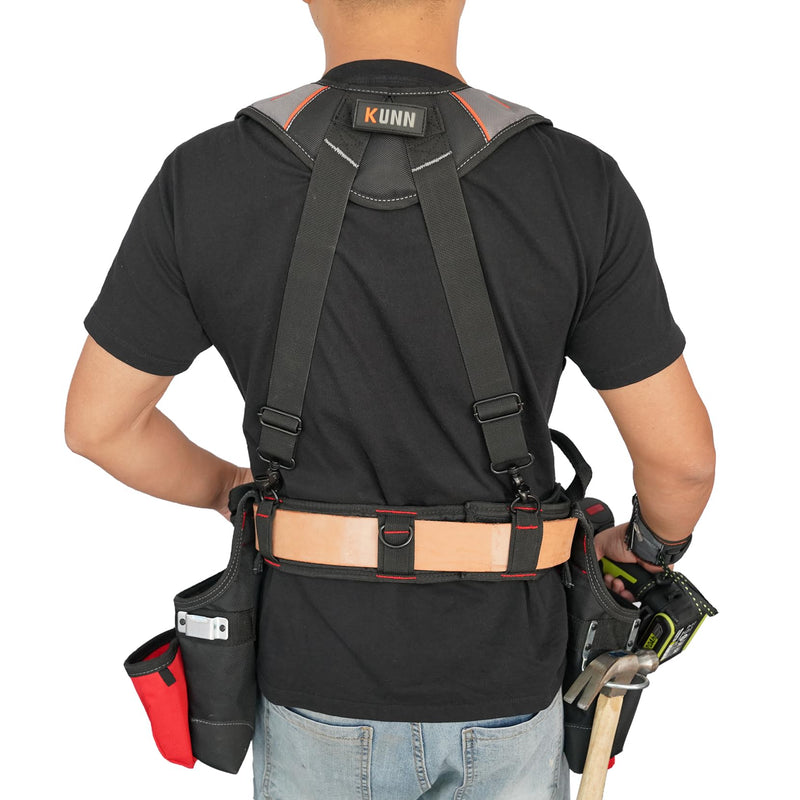 KUNN Tool Belt Suspender with Magnetic Wristband for Framer Carpenter Electrician Tool Belt(Gray Color) SW001A-Gray