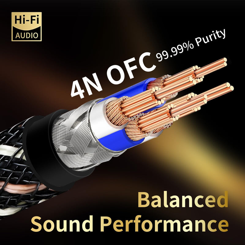 3.0 USB 4.92ft HiFi Audio Cable -USB A to USB B,4N OFC Core,24K Gold-Plated Connectors,USB A to B Cable with Nylon Braid,Compatible with Sound Card,Mixer,Synthesizer(4.92ft/1.5m) 4.92ft/1.5m