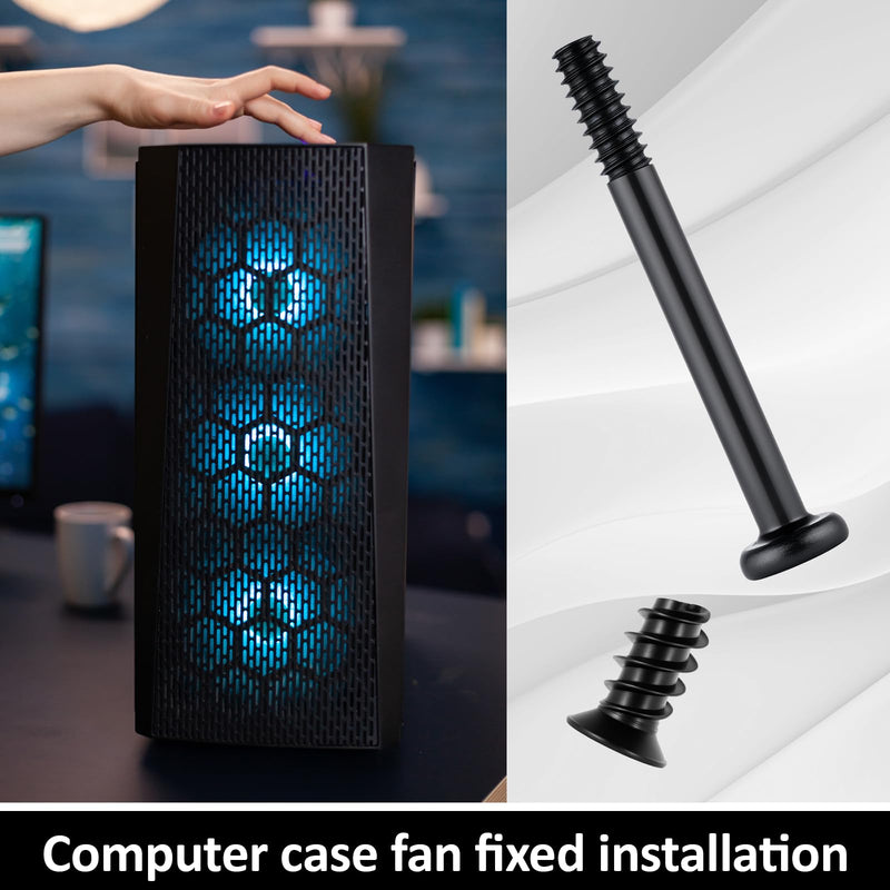 60 PCS pc Fan Screws, Computer Cooling Fan Mount Screws Case Fans Screw Long Short Kit PC Radiator Mount Screw Computer Chassis Fans Components #6-32x30mm 30PCS / M5x10mm 30PCS