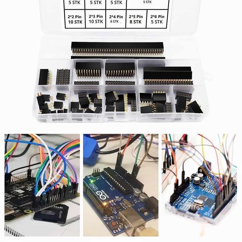 VooGenzek Pack of 65 2.54 mm Female Pin Header Double Row Pin, Straight Single Row Board Female Pin Header Socket Connector Strip for Arduino Stackable Shield (2 x 2/3/4/5/6/8/10/12/20/40 Pin) 2/3/4/5/6/8/10/12/20/40 pin female