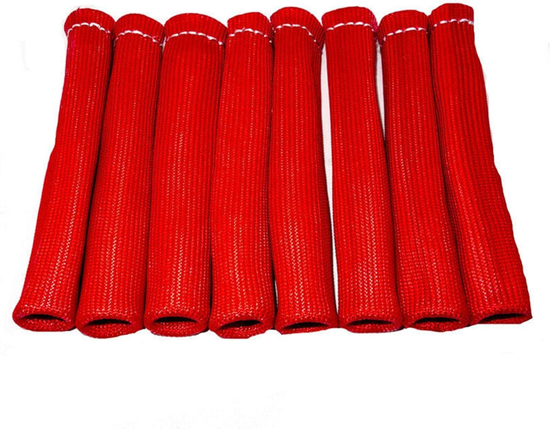 8pcs Spark Plug Wire Heat Shield Sleeve, Spark Plug Boot Protector Wire Boots Cover for LS1 / LS2 SBC BBC 350 454 (Red) red