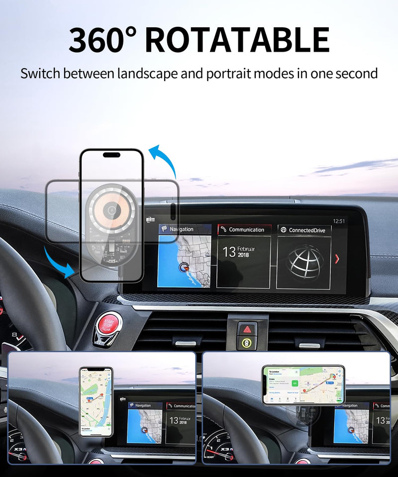 Wireless Charging car Phone Holder for BMW X3 2018-2021/BMW X4 2019-2021 Accessories 10.25/10.3-inch Screen Fixed Clip,360° Rotation car Phone Mount Compatible with MagSafe 10.25/10.3-inch for 2018-2021 X3/ 2019-2023 X4