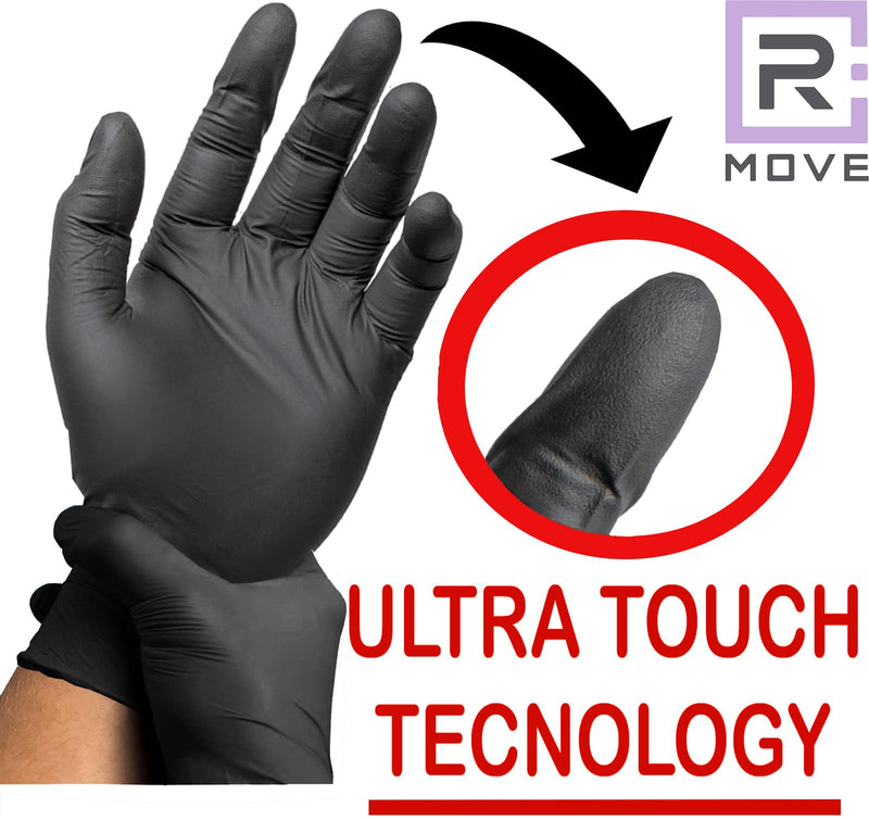 100 disposable gloves black M nitrile gloves powder-free, latex-free, disposable gloves, disposable gloves, nitrile gloves, black cooking gloves, medical examination gloves (M, black)