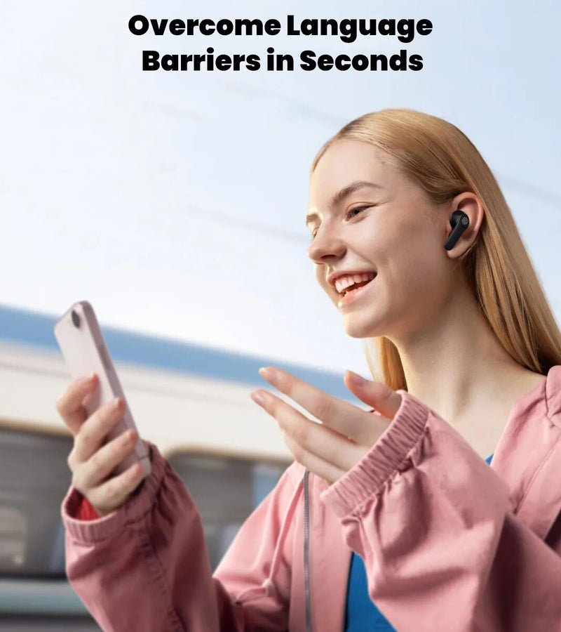 Language Translator Earbuds: 3in1 Translator Earphones 144 Languages & Accents, 8 Offline Translation Packs Translation Device in Real Time fit iOS & Android, Dark Matte Black