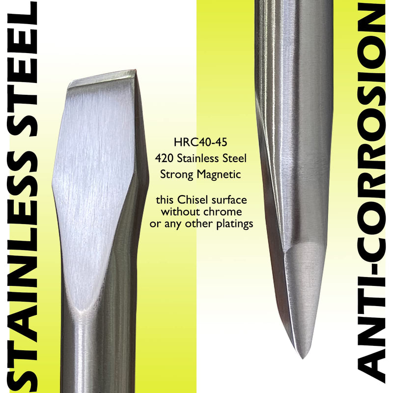 WEDO Cold Chisel,Stainless Steel Flat Chisel,Blade 18mm,Wood Chisel,Length 200mm,Anti-Corrosion,High Strength,Polished Surface,Rust-proof 18mm x 200mm