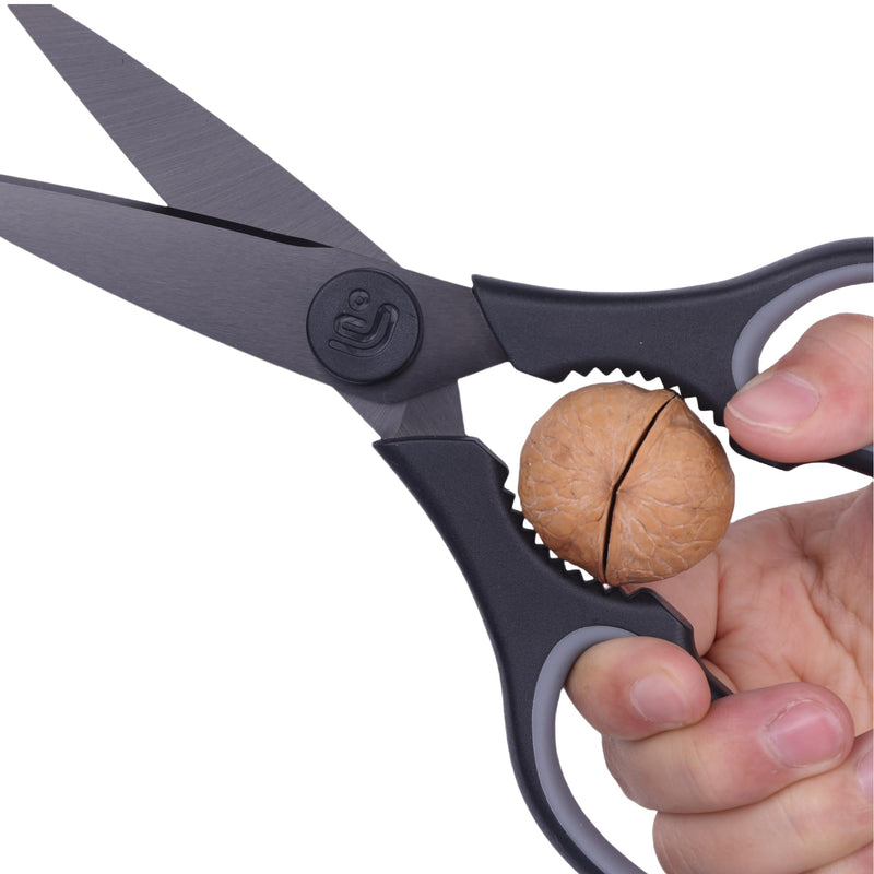 Linoroso Kitchen Scissors All Purpose Kitchen Shears with Magnetic Holder, Soft Grip Handle Cooking Scissors Dishwasher Safe with Come Apart Blade Heavy Duty Scissors for Meat, Vegetable, Herb, Black
