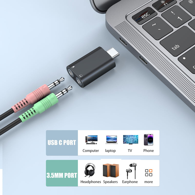 USB C to 3.5mm Audio Adapter - Type C to Aux Adapter for PS4/PS5/Headphones/Mac/Linux/Laptops/Desktop/Docking Stations