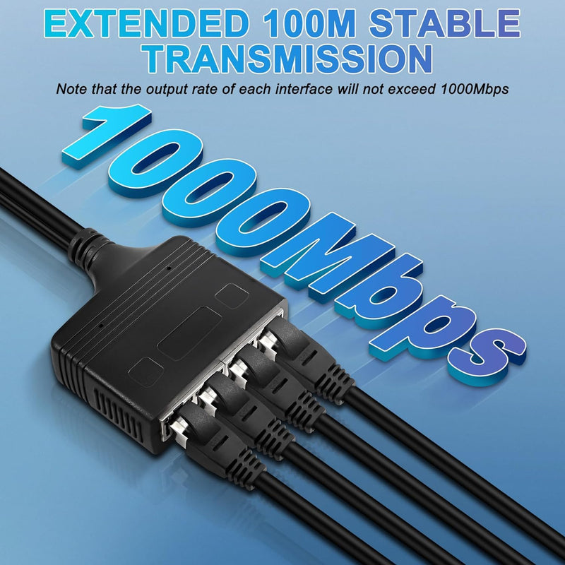 Ethernet Splitter 1 to 4 High Speed, RJ45 Network 1 to 4 Port Ethernet Adapter Splitter [4 Devices Simultaneous Networking],1000Mbps Extension Connector for Cat5/5e/6/7/8 Cable Ethernet Splitter 1 to 4 1000Mbps