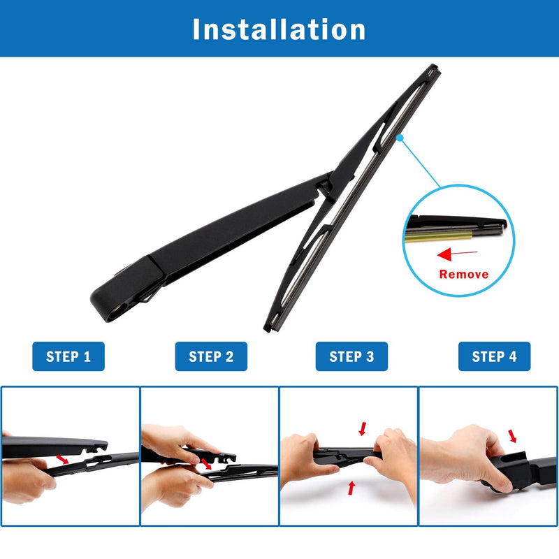 WTI Rear Wiper Arm Blade Set Compatible With Hyundai Santa Fe 2013-2017 SUV Rear Windshield Window Wiper Kits Assembly New Replacement Accessories Parts Fit 98811B8000