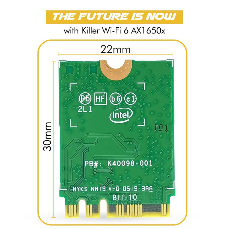 AX1650x Killer Series WiFi 6 Upgrade | Gaming WiFi Adapter | M.2 WiFi Card for PC | 2.4 Gbps WiFi for PC | Supports Bluetooth 5.2 & Intel, AMD, Windows 10+, Linux Wi-Fi 6 M.2 PCIe AX1650x